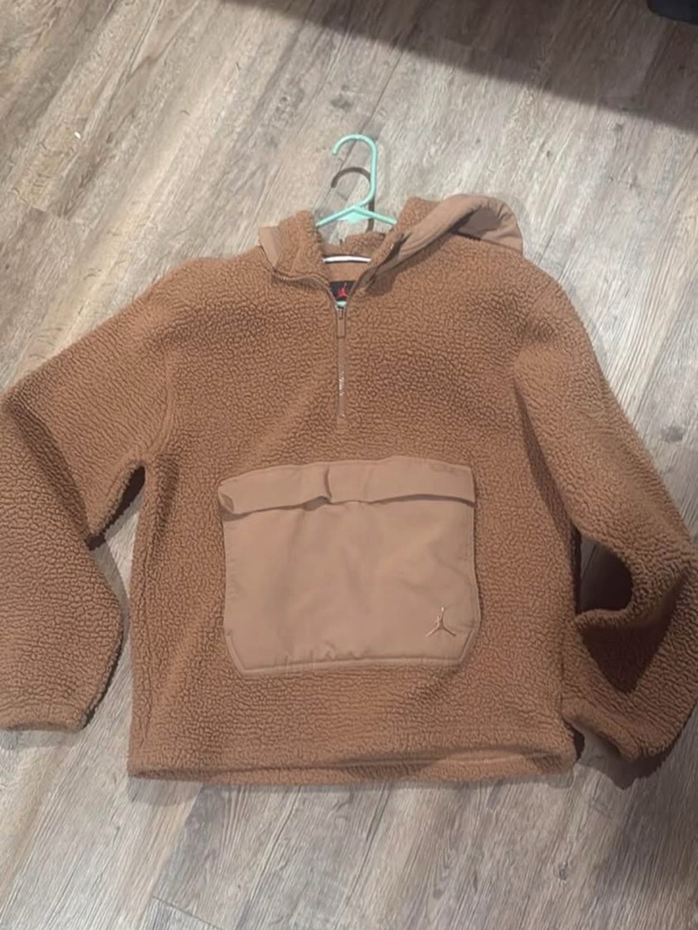 Jordan Hooded Sherpa Pullover Jacket - Brown